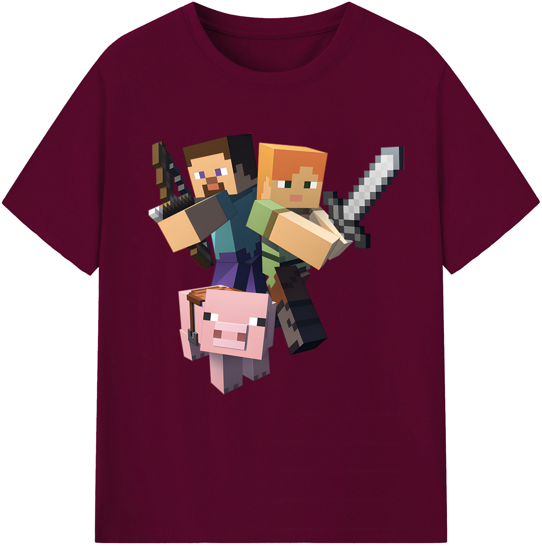 （画像用） マインクラフト ブロックの世界 Minecraft MC Block world レディースカジュアルプリントTシャツ（綿100％）